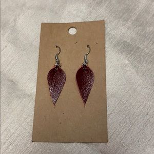 Genuine leather handmade earrings with jewels